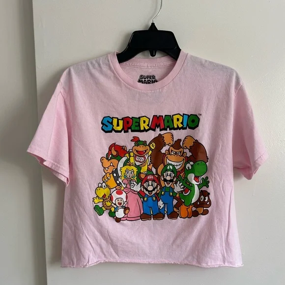Nintendo Super Mario Pink Crop Top - Picture 1 of 10